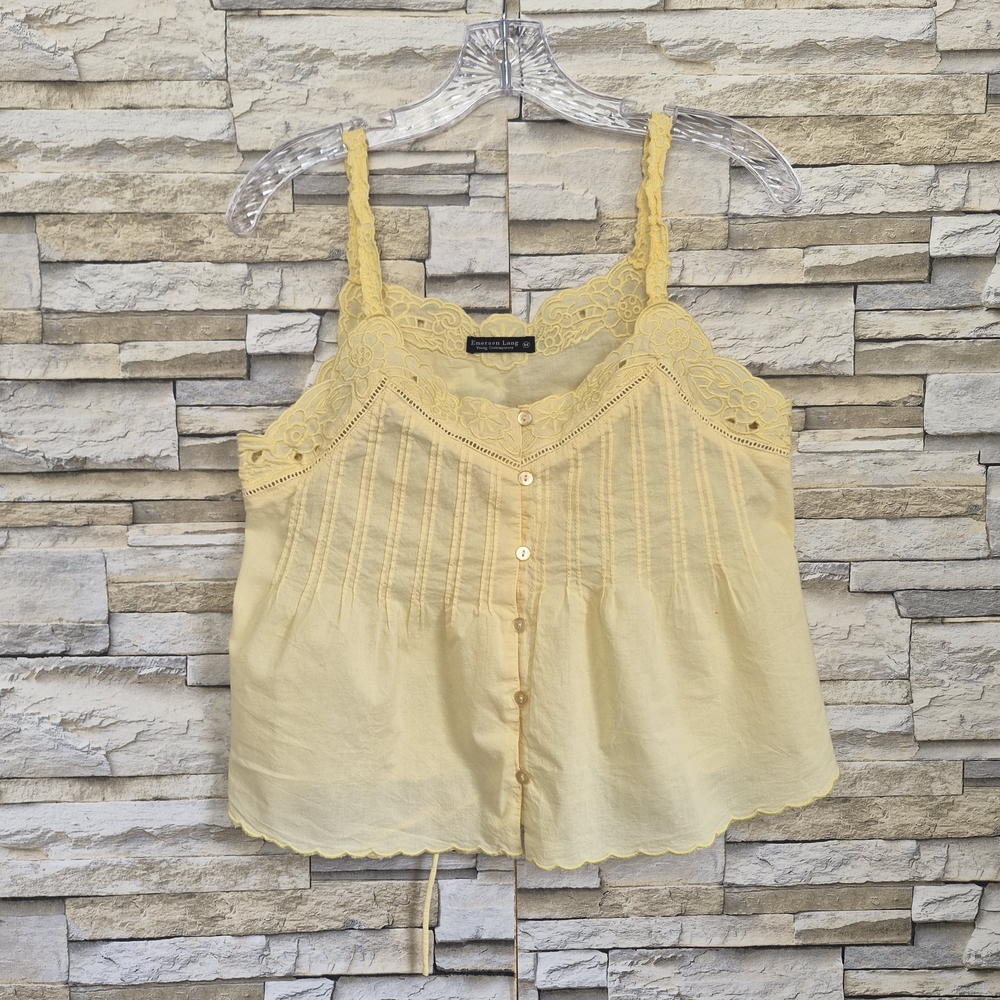 Feminine Lace-Trim Yellow Camisole Top